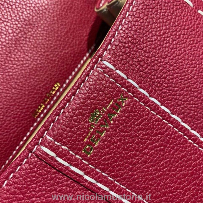Original quality Delvaux Sellier Brillant BB Satchel Flap 20cm Bag Grained Calfskin Leather Gold Hardware Fall/Winter 2019 Collection Burgundy