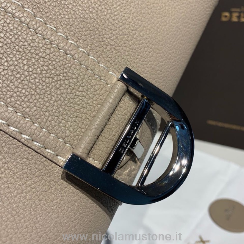 Original quality Delvaux Sellier Brillant East West Satchel Flap 28cm Bag Grained Calfskin Leather Gold Hardware Fall/Winter 2019 Collection Grey