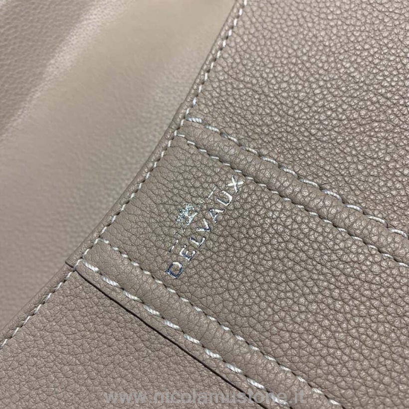 Original quality Delvaux Sellier Brillant East West Satchel Flap 28cm Bag Grained Calfskin Leather Gold Hardware Fall/Winter 2019 Collection Grey