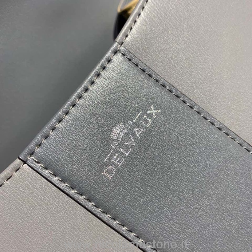 Original quality Delvaux Brillant BB Satchel Flap 20cm Bag Calfskin Leather Silver Hardware Fall/Winter 2019 Collection Dark Grey/Light Grey