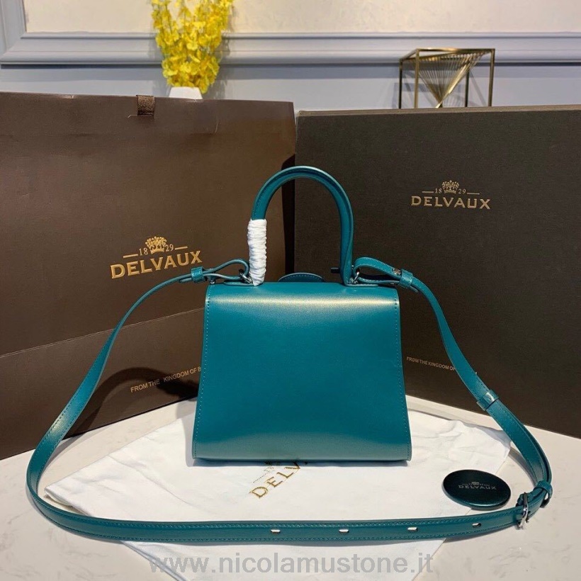 Original quality Delvaux Brillant BB Satchel Flap 20cm Bag Calfskin Leather Silver Hardware Fall/Winter 2019 Collection Turquoise