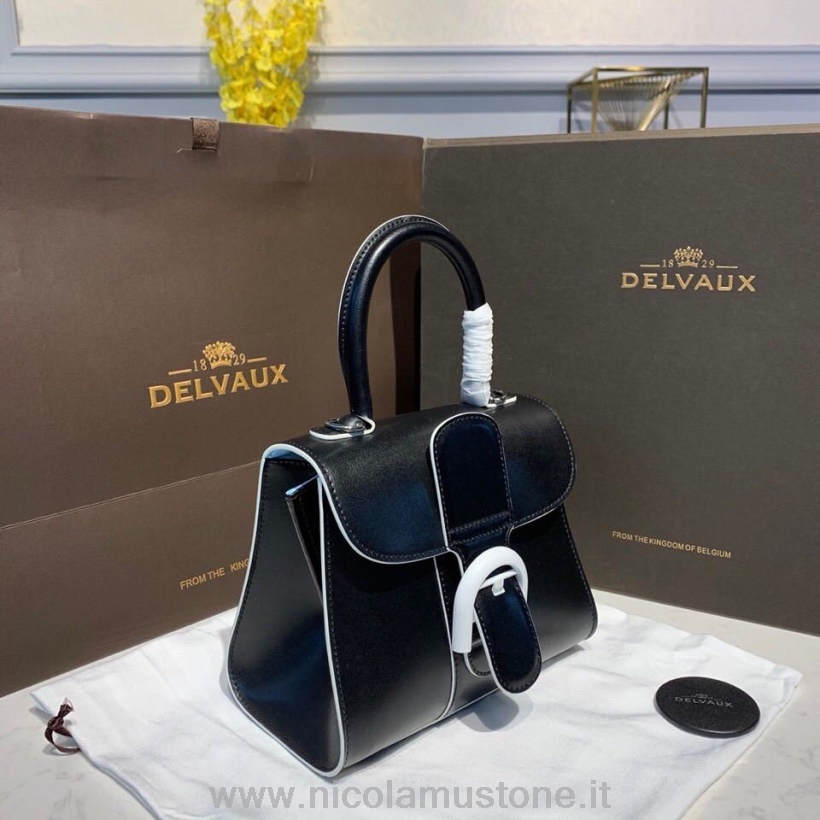 Original quality Delvaux Brillant BB Satchel Flap 20cm Bag Calfskin Leather White Hardware Fall/Winter 2019 Collection Black