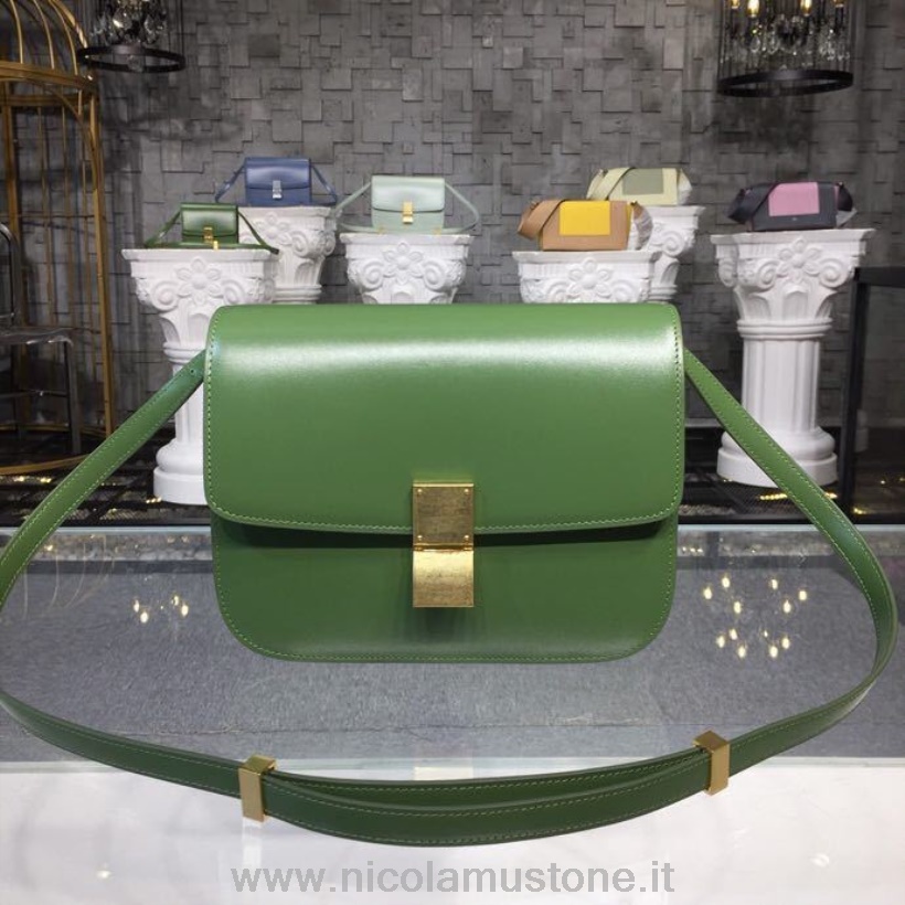 Original quality Celine Classic Box Bag 24cm Smooth Calfskin Spring/Summer 2018 Collection Apple Green