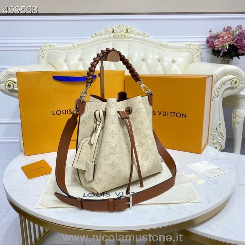 Original quality Louis Vuitton Muria Bag 22cm Mahina Calfskin Leather Spring/Summer 2021 Collection M55801 Cream