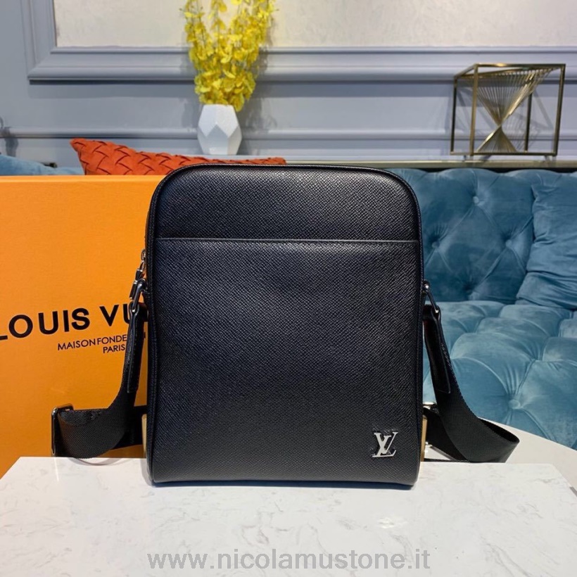 Original quality Louis Vuitton Alex Messenger Bag 25cm Taiga Leather Canvas Spring/Summer 2019 Collection M30265 Black