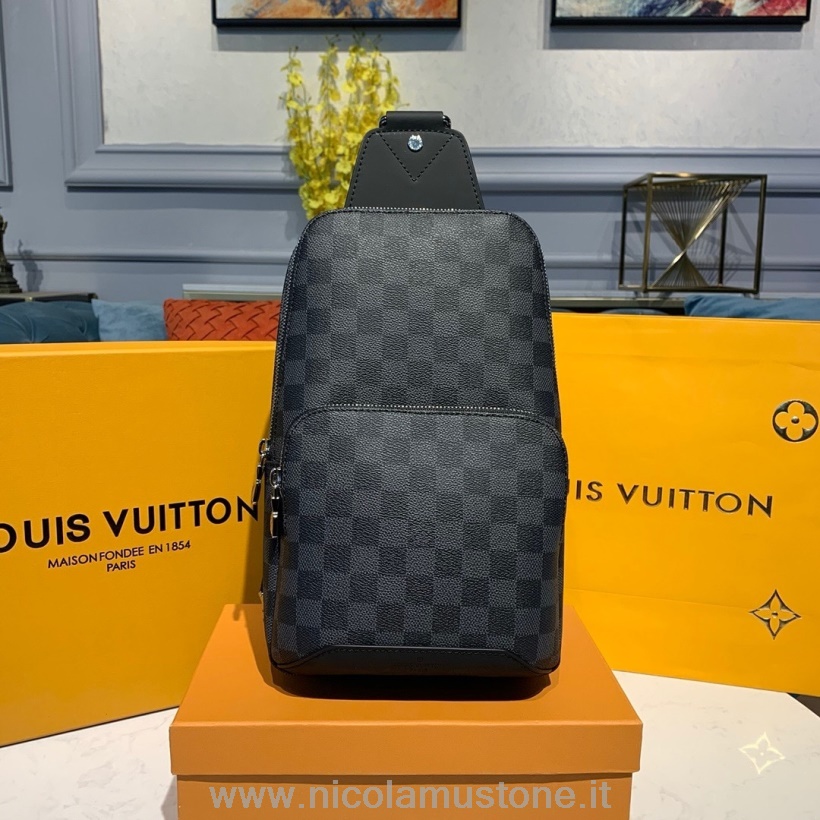 Original quality Louis Vuitton Avenue Sling Bag 32cm Damier Graphite Canvas Spring/Summer 2020 Collection M41719 Brown
