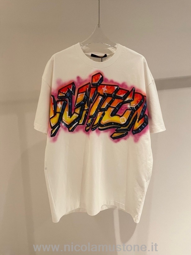Original quality Louis Vuitton Graffiti T-Shirt Spring/Summer 2022 Collection White/Pink
