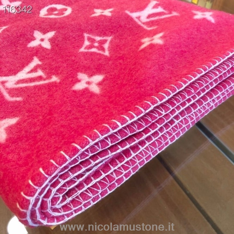 Original quality Louis Vuitton Neo Monogram Wool Throw Blanket M70439 Pink