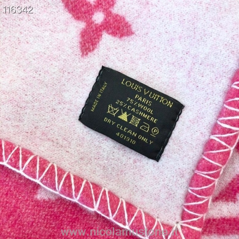 Original quality Louis Vuitton Neo Monogram Wool Throw Blanket M70439 Pink