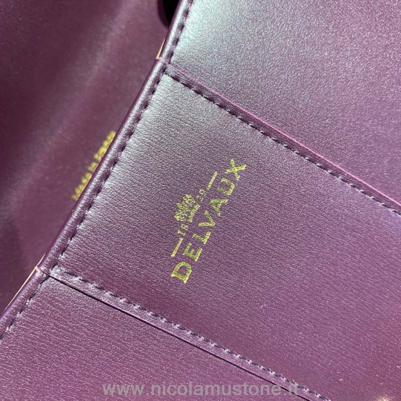 Original quality Delvaux Brillant BB Satchel Flap 20cm Bag Calfskin Leather Gold Hardware Fall/Winter 2019 Collection Dark Purple