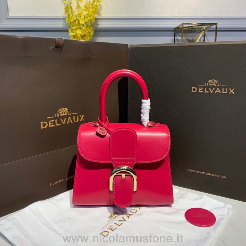 Original quality Delvaux Brillant BB Satchel Flap 20cm Bag Calfskin Leather Gold Hardware Fall/Winter 2019 Collection Red