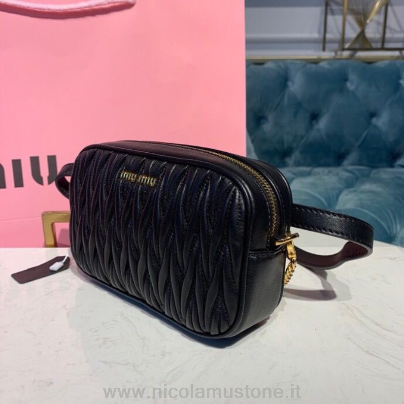Original quality Miu Miu Matelasse Belt Fanny Pack Waist Bag 5ZH029 Nappa Calfskin Leather Spring/Summer 2019 Collection Black