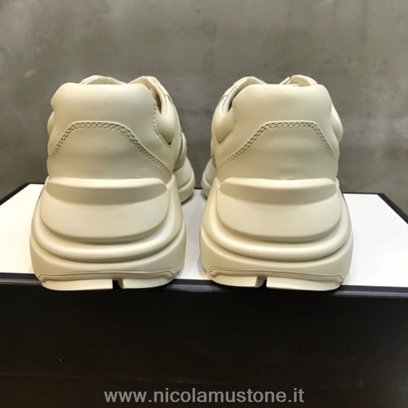 Original quality Gucci Logo Rhyton Dad Sneakers 602046 Calfskin Leather Spring/Summer 2020 Collection White