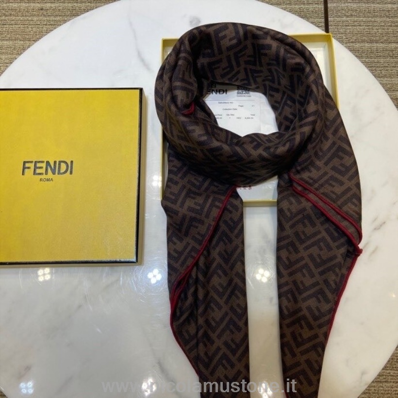 Original quality Fendi FF Logo Cashmere Shawl Scarf 140cm Fall/Winter 2020 Collection Brown/Black
