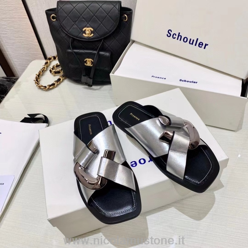 Original quality Proenza Schouler Sandals Calfskin Leather Fall/Winter 2021 Collection Silver