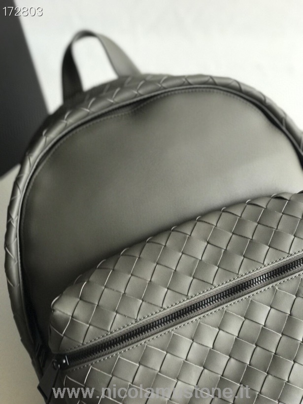 Original quality Bottega Veneta Backpack 42cm 70078 Intrecciato Nappa Leather Spring/Summer 2021 Collection Grey