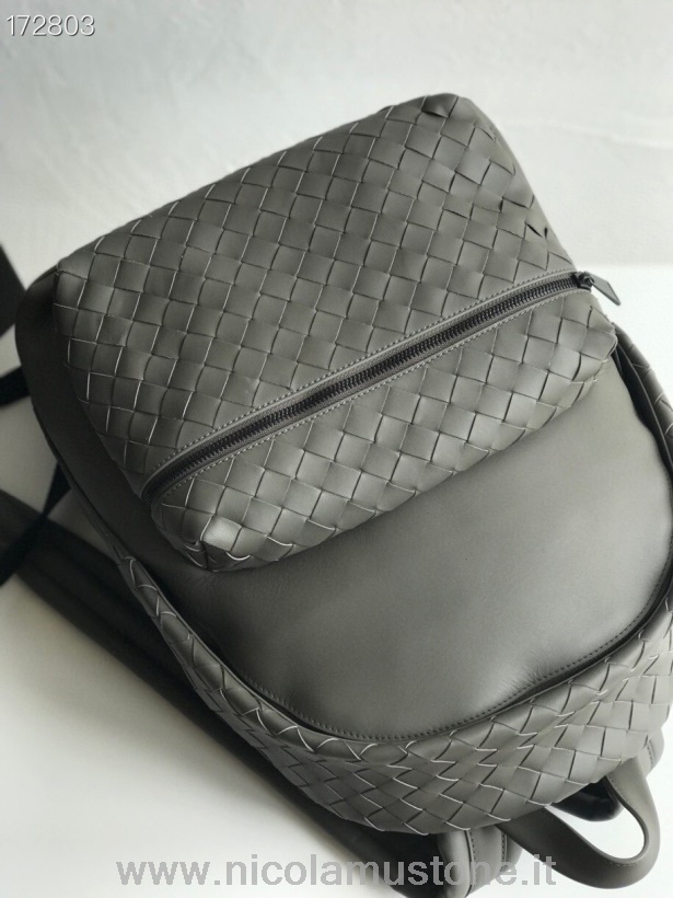Original quality Bottega Veneta Backpack 42cm 70078 Intrecciato Nappa Leather Spring/Summer 2021 Collection Grey