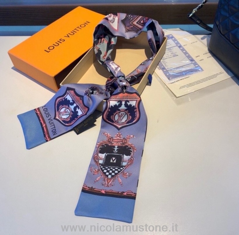 Original quality Louis Vuitton Stamps Twilly Scarf 120cm Fall/Winter 2020 Collection Blue