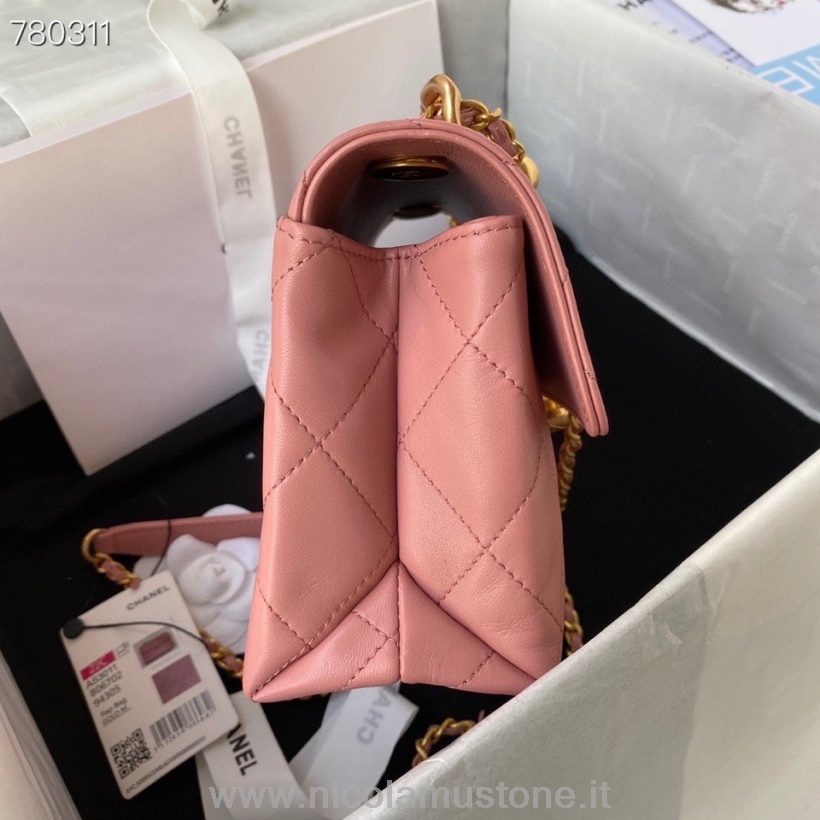 Original quality Chanel Flap Bag 22cm AS3011 Gold Hardware Calfskin Leather Fall/Winter 2021 Collection Pink