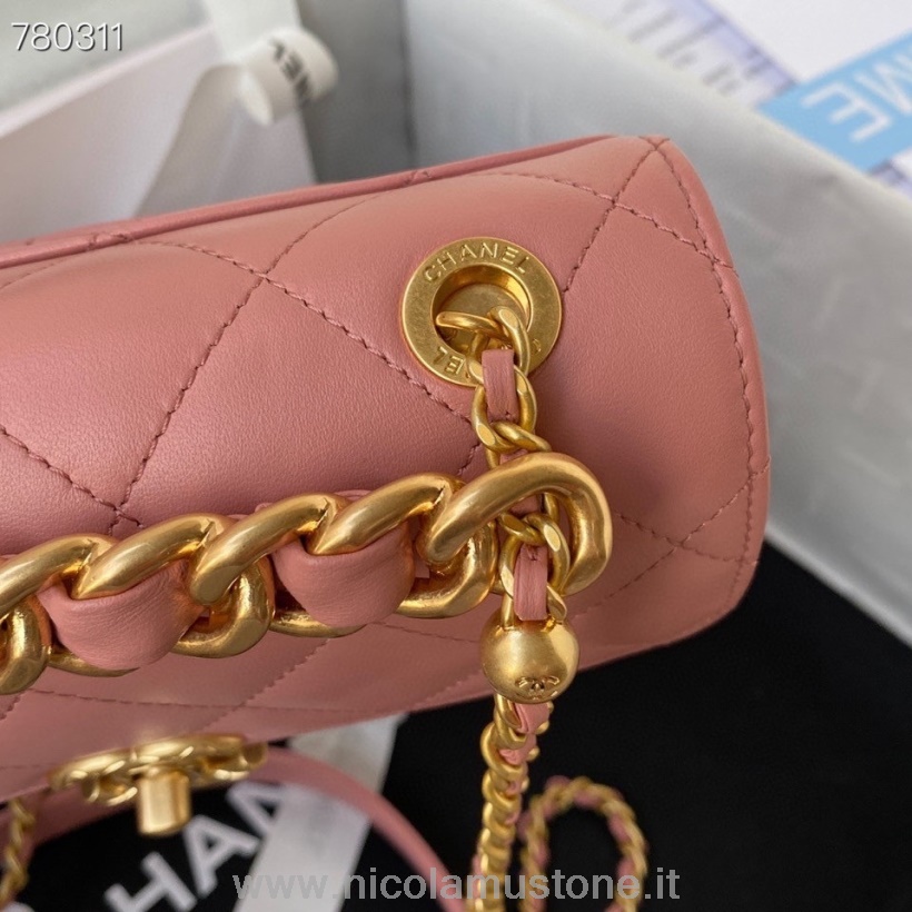 Original quality Chanel Flap Bag 22cm AS3011 Gold Hardware Calfskin Leather Fall/Winter 2021 Collection Pink