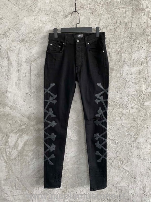 Original quality Amiri Cross Bones Applique Denim Jeans Spring/Summer 2022 Collection Black