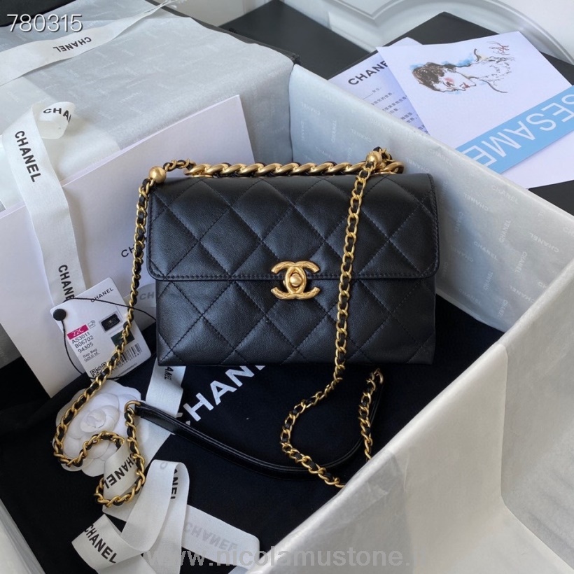 Original quality Chanel Flap Bag 22cm AS3011 Gold Hardware Calfskin Leather Fall/Winter 2021 Collection Black