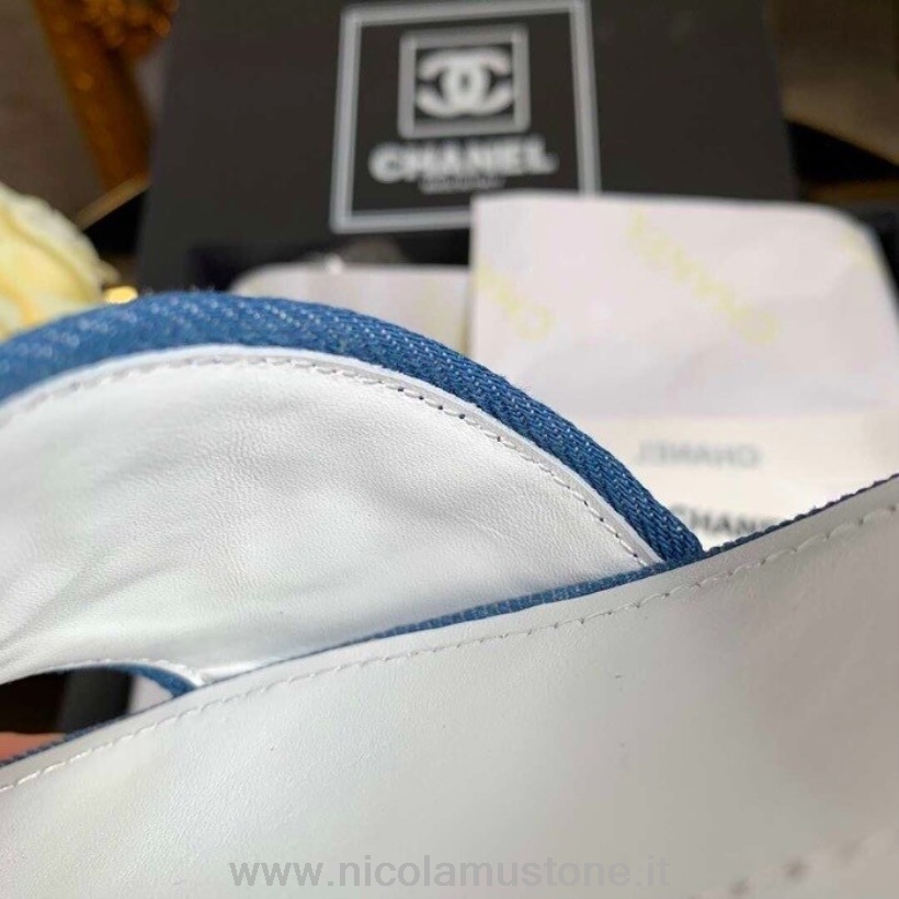 Original quality Chanel Mule Sandals G34876 Lambskin Leather Spring/Summer 2019 Collection Denim Blue