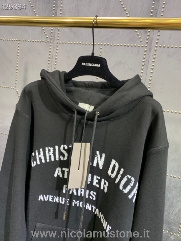Original quality Christian Dior Atelier Graphic Unisex Hoodie Fall/Winter 2020 Collection Black