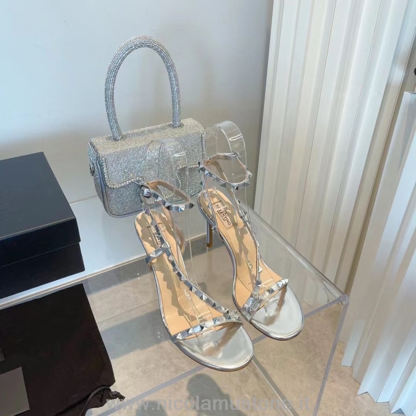 Original quality Valentino Flair Rockstud Pumps Calfskin Leather Fall/Winter 2021 Collection Silver