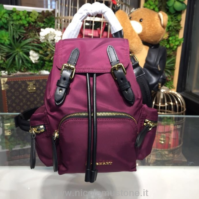Original quality Burberry Rucksack Graffiti Backpack 22cm Technical Nylon/Leather Spring/Summer 2018 Collection Berry