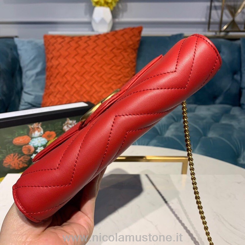 Bolso De Hombro Gucci Gg Marmont Woc 20cm Piel De Becerro Colección Otoño/invierno 2019 Calidad Original Rojo