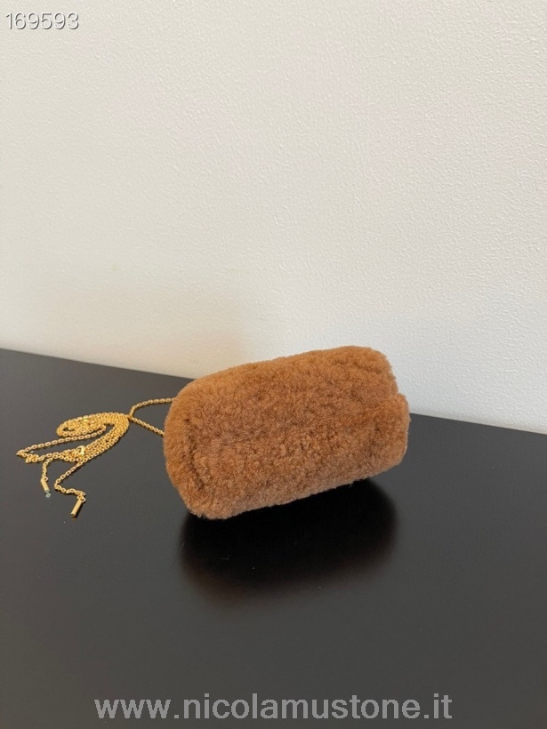 Fendi First Clutch Nano Bag Calidad Original Piel De Oveja Merino/napa 12cm Colección Otoño/invierno 2021 Marrón