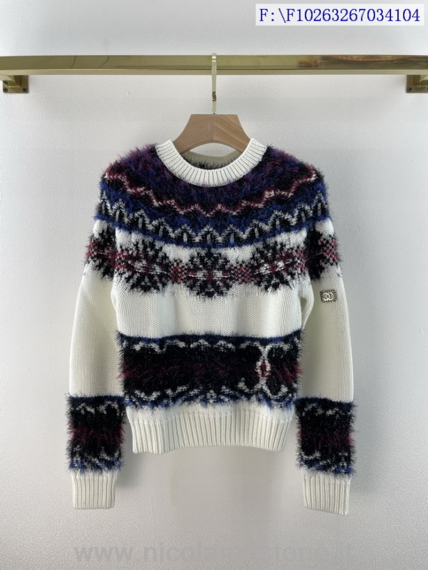 Calidad Original Chanel Ajustado Pullover Cashmere Sweater Colección Otoño/invierno 2021 Crema