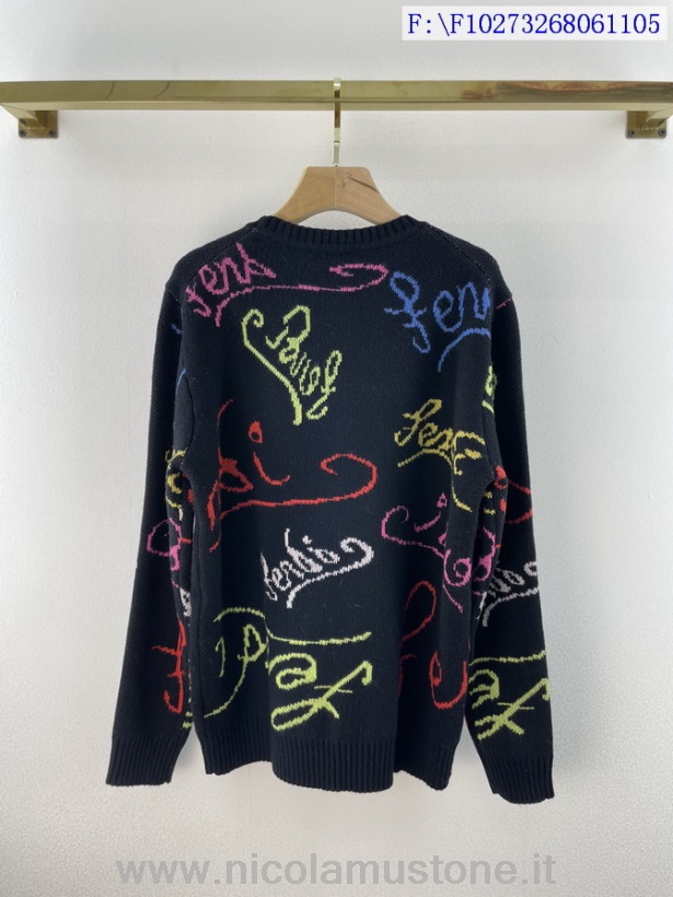 Suéter De Cachemir Con Logo De Fendi De Calidad Original Colección Otoño/invierno 2021 Multicolor Negro