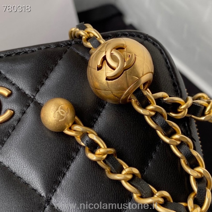 Bolso Chanel Box Bag Calidad Original 14cm As2463 Herrajes Dorados Piel Cordero Coleccion Otoño/invierno 2021 Negro