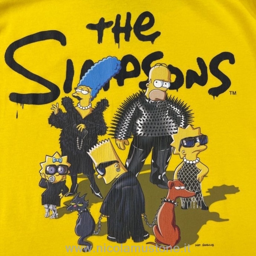 Alkuperäinen Laatu Balenciaga X Simpsons Vuosipäivä Lyhythihainen T-paita Syksy/talvi 2021 Kokoelma Keltainen