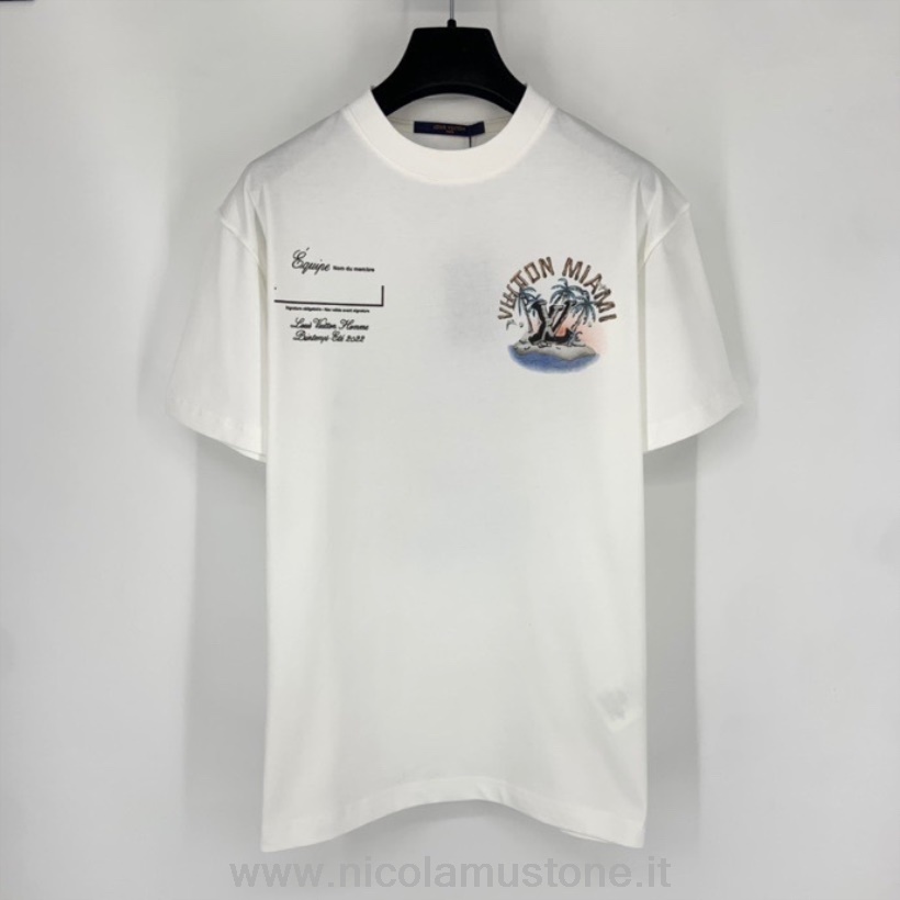 Alkuperäinen Laatu Louis Vuitton Island Monogrammi Lyhythihainen T-paita Kevät/kesä 2022 Mallisto Valkoinen