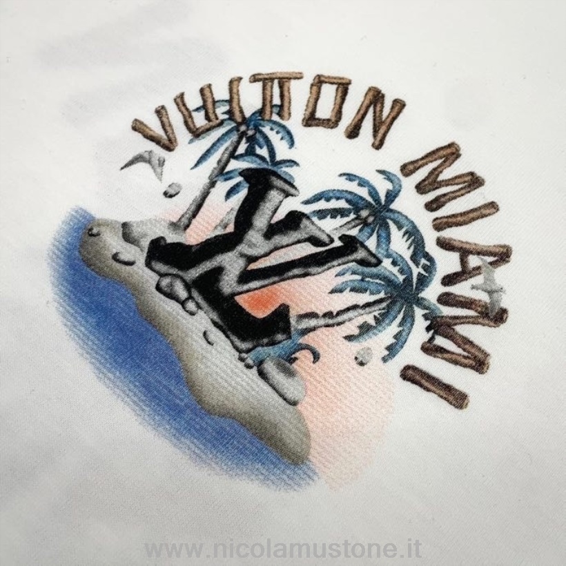 Alkuperäinen Laatu Louis Vuitton Island Monogrammi Lyhythihainen T-paita Kevät/kesä 2022 Mallisto Valkoinen