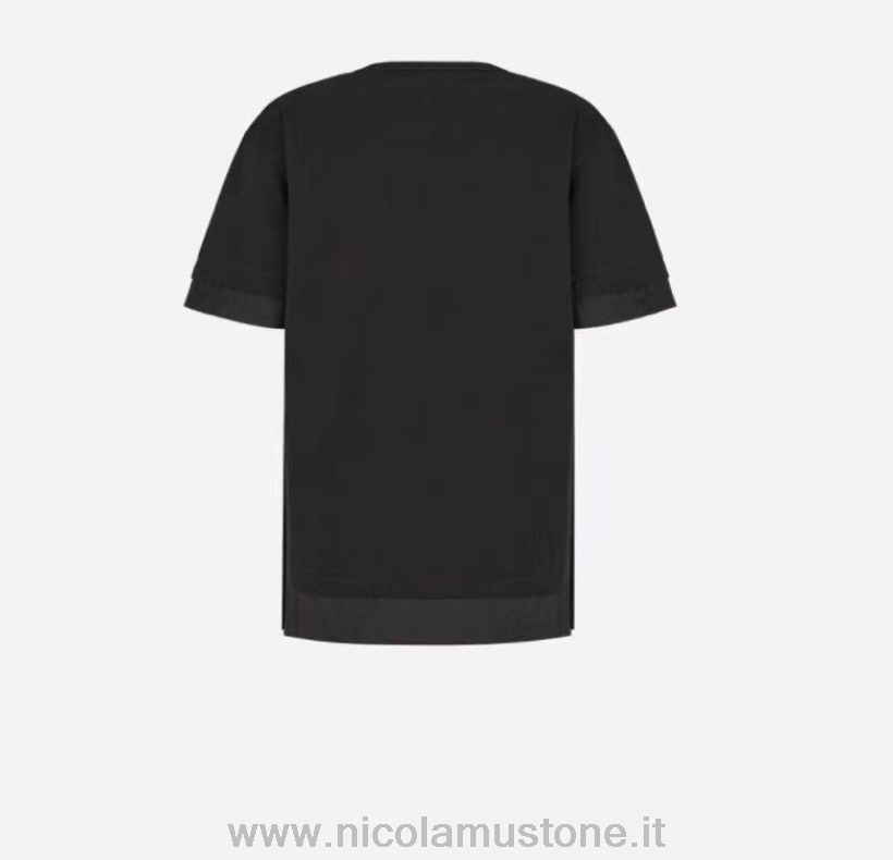 Alkuperäinen Laatu Christian Dior X Sacai Tekninen Kangas Lyhythihainen T-paita Kevät/kesä 2022 Mallisto Musta