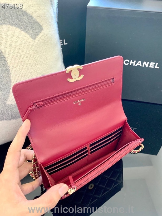Alkuperäinen Laadukas Chanel Miniatyyri Läppäkassi 20cm As2615 Vasikannahkaa Kultainen Laitteisto Kevät/kesä 2021 Kokoelma Burgundi