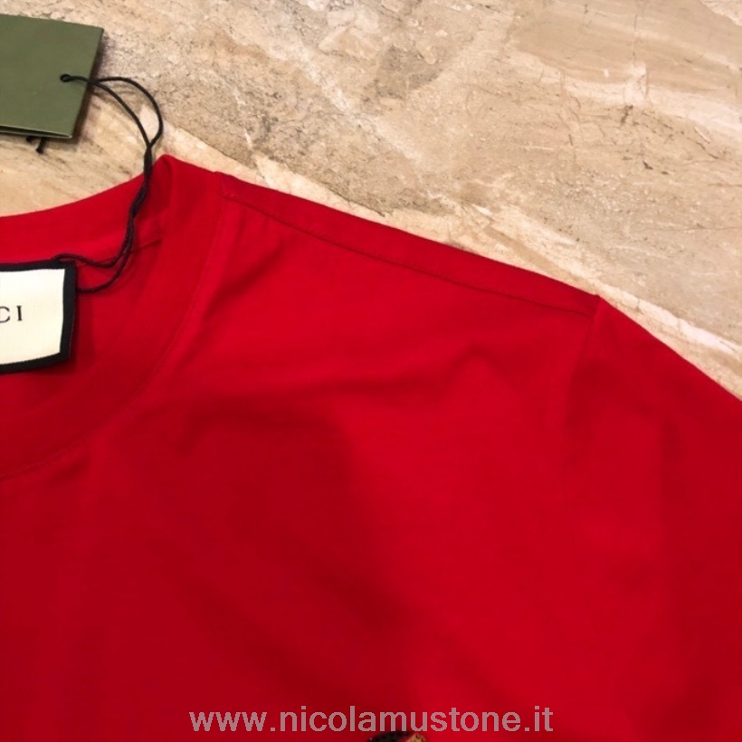 Alkuperäinen Laatu Gucci Lunar Year Tiger Lyhythihainen T-paita Kevät/kesä 2022 Mallisto Punainen