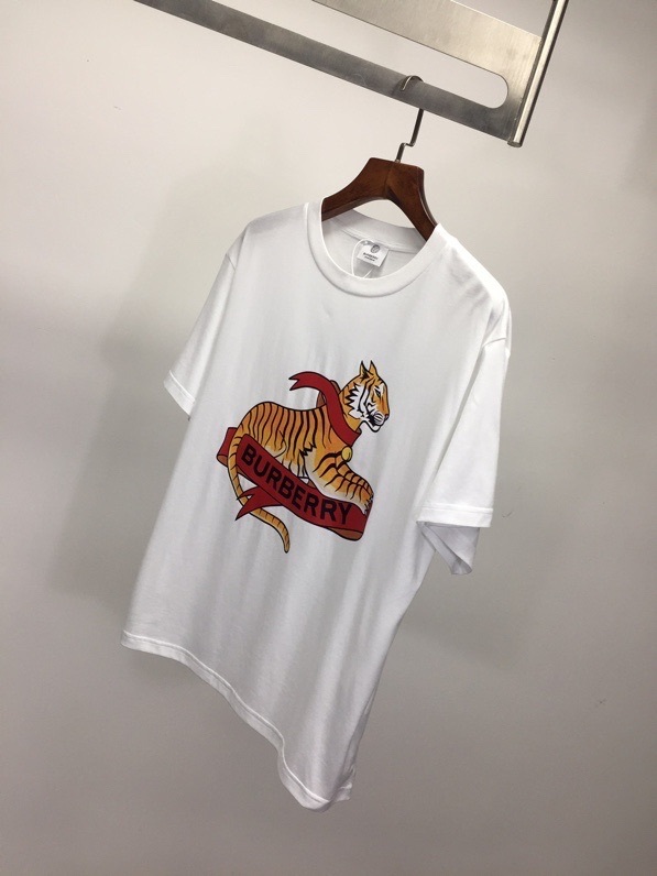 T-shirt Manches Courtes Tigre Qualité Originale Burberry Année Lunaire Collection Printemps/été 2022 Blanc