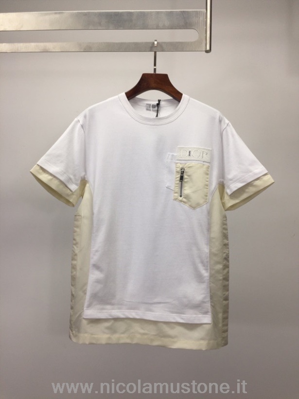 T-shirt Manches Courtes Tissu Technique Qualité Originale Christian Dior X Sacai Collection Printemps/été 2022 Blanc/beige