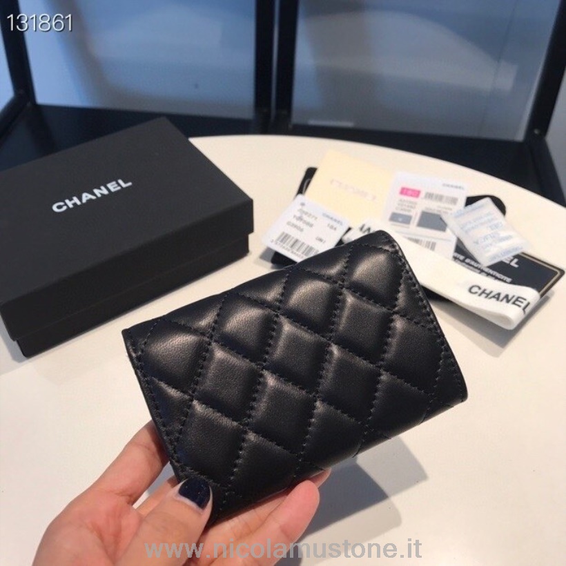 Porte-cartes Chanel Qualité Originale 16cm Quincaillerie Dorée Cuir D\agneau Collection Automne/hiver 2020 Noir