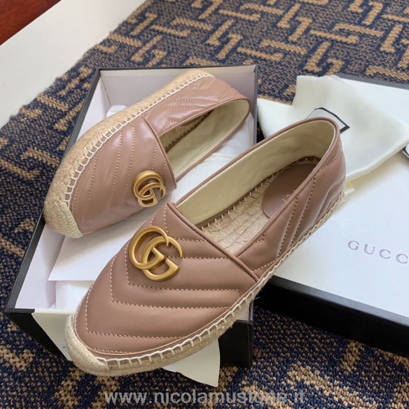 Espadrilles Gucci Marmont Qualité Originale Cuir De Veau Collection Printemps/été 2020 Blush