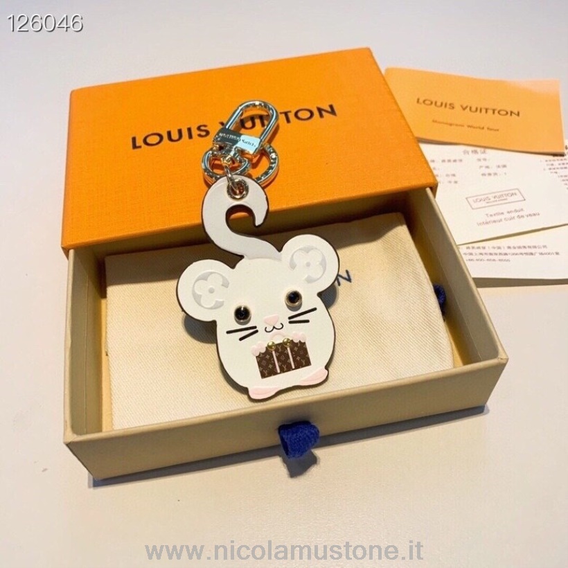 Porte-clés Souris Louis Vuitton Qualité Originale Charm 126046 Toile Monogram Collection Automne/hiver 2020 Blanc
