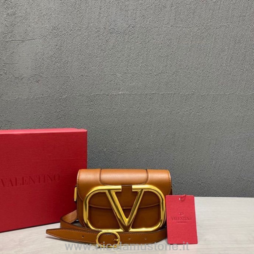 Sac Bandoulière Valentino Supervee Qualité Originale 18cm Cuir De Veau Collection Printemps/été 2020 Marron