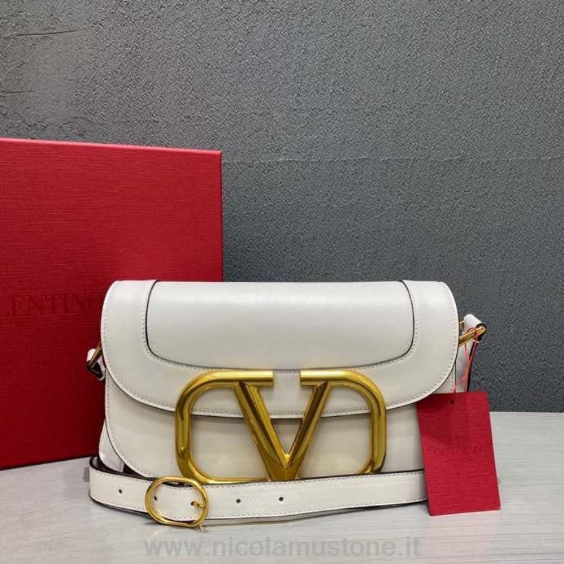 Sac Bandoulière Valentino Supervee Qualité Originale 28cm Cuir De Veau Collection Printemps/été 2020 Blanc