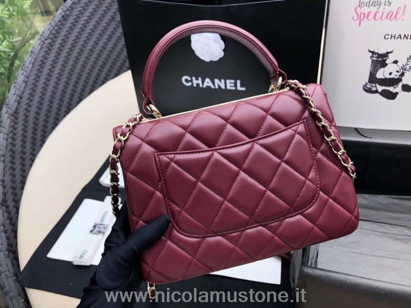 Qualité D\origine Chanel Trendy Cc Top Handle Bag 25cm Cuir De Veau Quincaillerie Dorée Printemps/été 2019 Acte 1 Collection Bordeaux