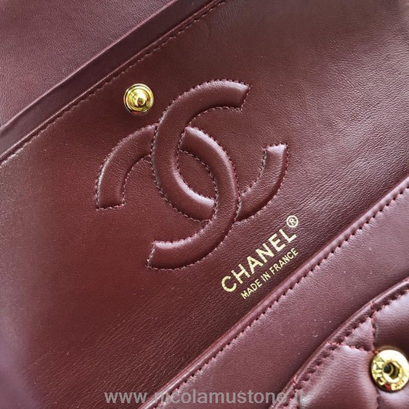 Qualità Originale Chanel Borsa Classica Con Patta 25 Cm Hardware Oro Pelle Di Agnello Collezione Primavera/estate 2020 Bordeaux